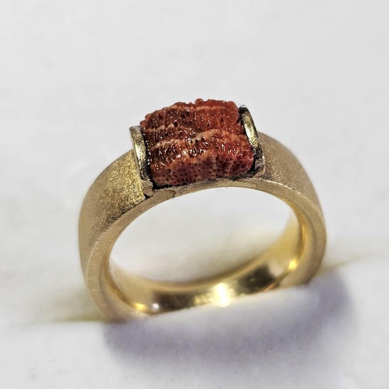 17, 7 Mm Ring Silber 925 Vergoldet Matt Schaumkoralle Design Vintage Elegant Sr1240 von SchmuckAtelierRegina