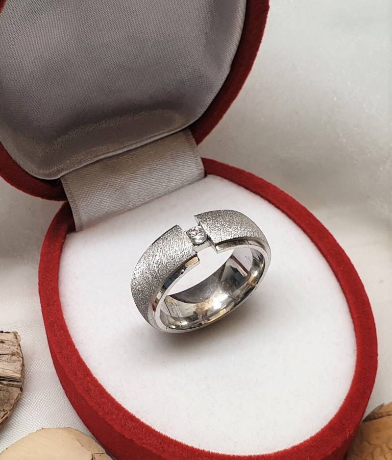 17, 8 Mm Silberring Ring Silber 925 Matt Glänzend Stein Kristall Klar Vintage Edel Sr1114 von SchmuckAtelierRegina