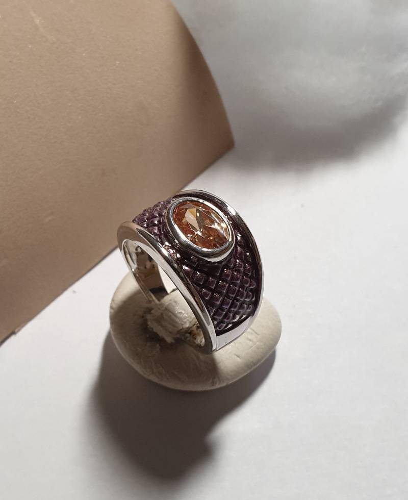 18, 2 Mm Ring Silber 925 Kristall Orange Emaille Glitter Lila Edel Vintage Sr854 von SchmuckAtelierRegina