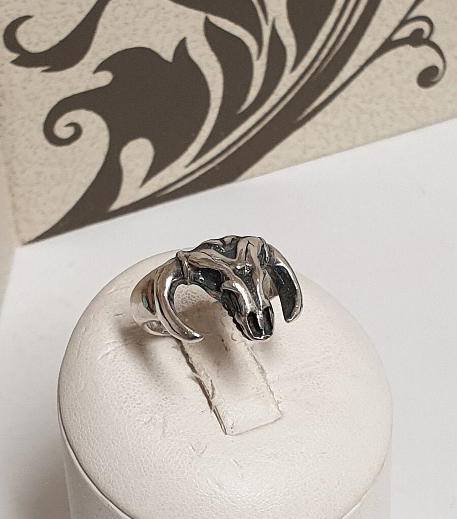 18, 3 Mm Ring Büffelschädel Biker Silber 925 Vintage Cool Stylisch Sr1090 von SchmuckAtelierRegina