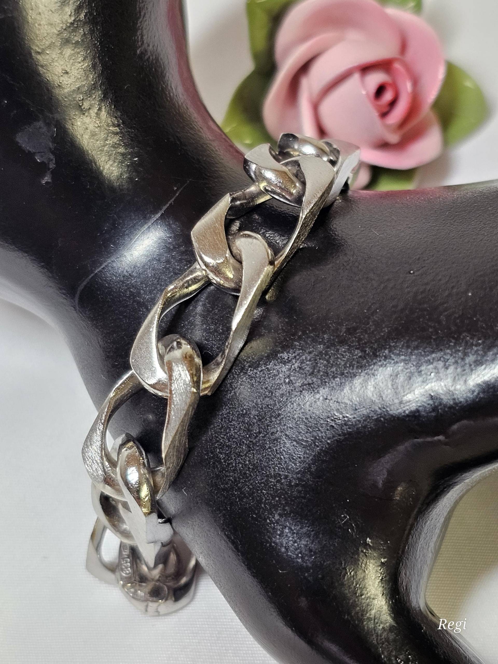 19, 5 cm Armband Gliederarmband Silberarmband Silber 835 Italien Design Vintage Elegant Sa526 von SchmuckAtelierRegina