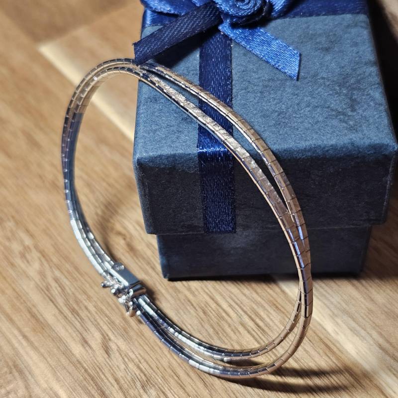 19, 5 cm Schlangenarmband Armband Doppelarmband Silber 835 Vintage Elegant Sa544 von SchmuckAtelierRegina