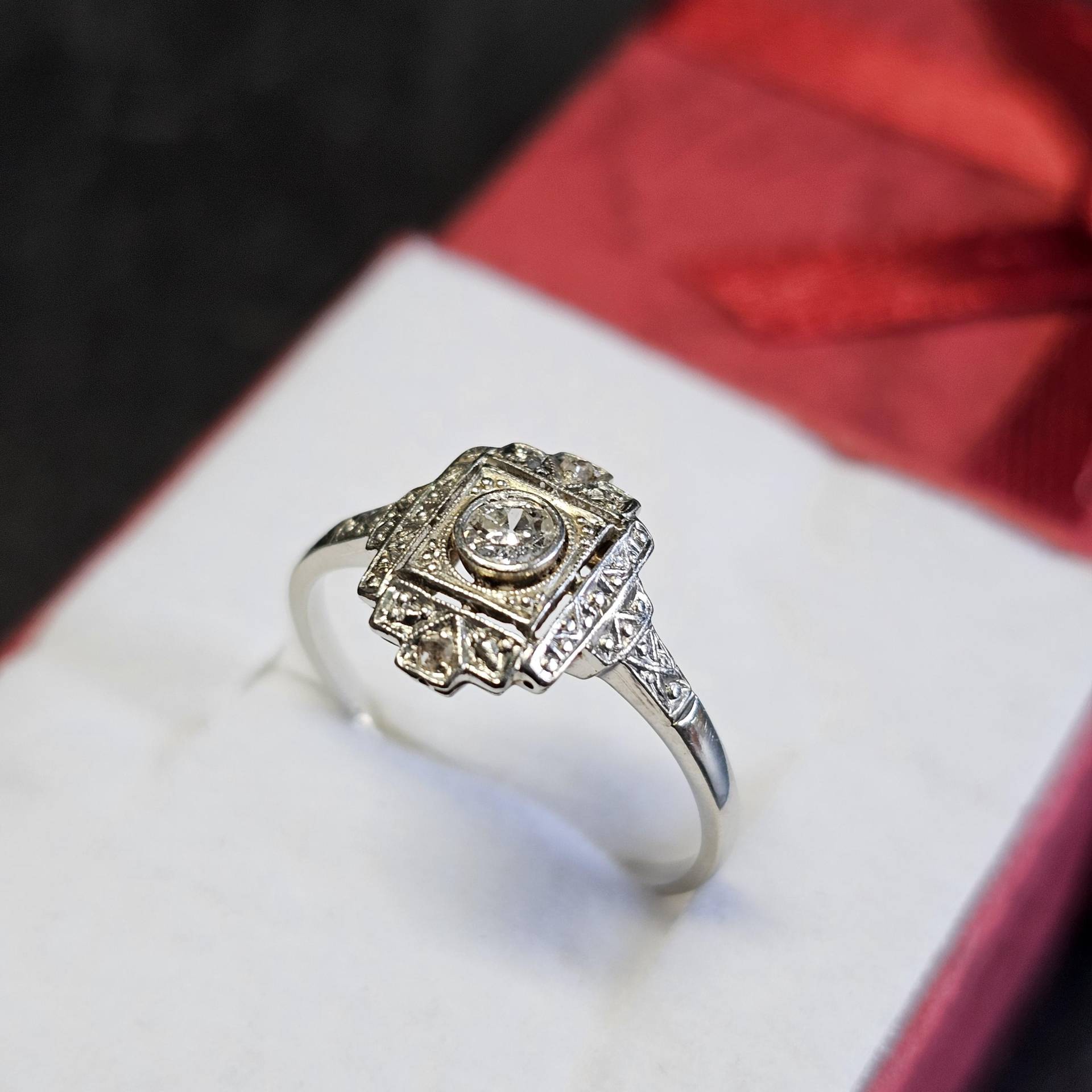 19, 6 Mm Art Deco Ring Gold 585 Platiniert Diamanten Shabby Vintage Eleganz Gr425 19, 6 Mm Art Deco Ring Gold 585 Platiniert Diamanten Shabby Vintage Eleganz Gr425 von SchmuckAtelierRegina