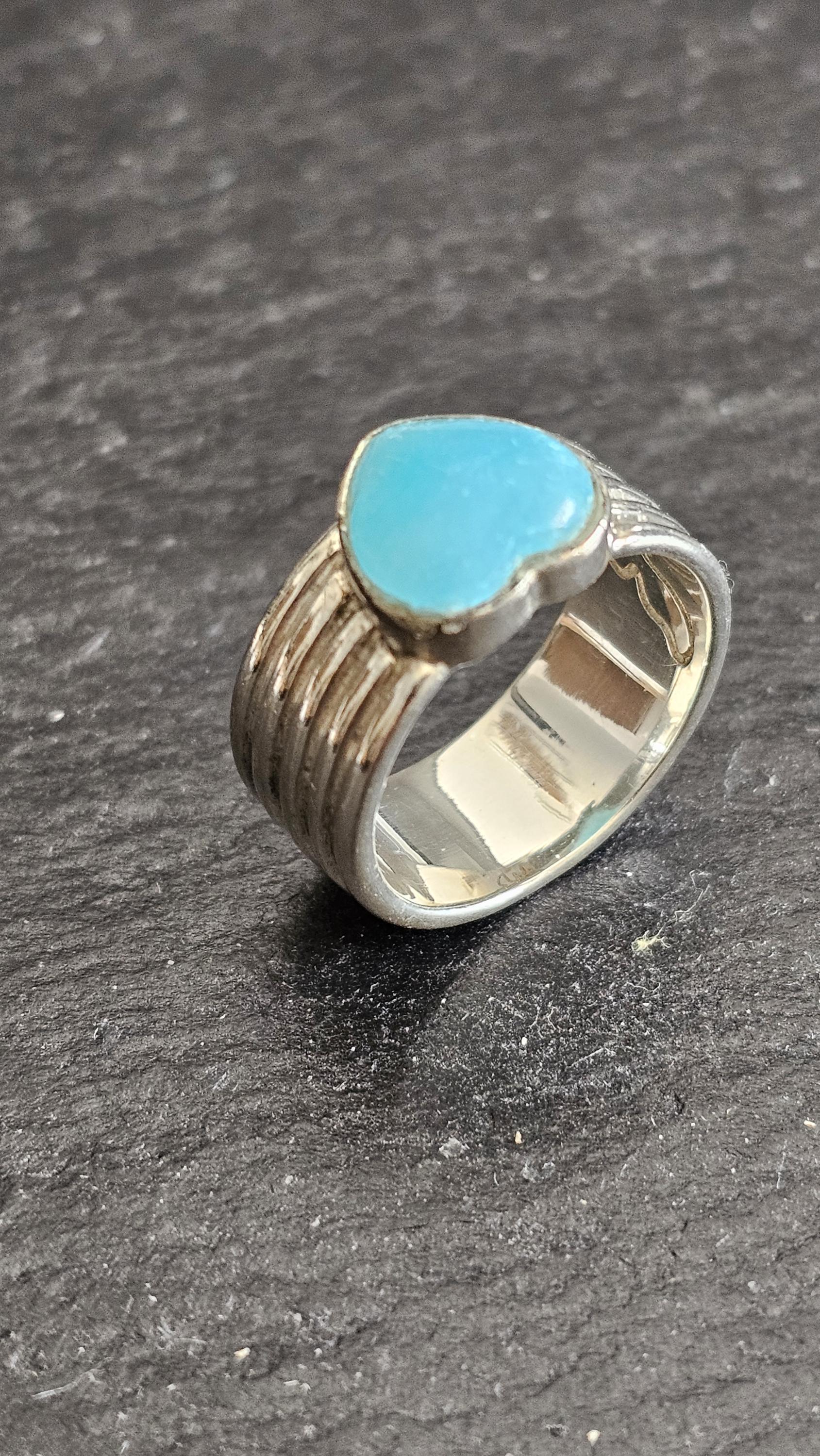 19 Mm Silberring Ring Kld Silber 925 Chalcedon Herz Blau Vintage Elegant Sr1137 von SchmuckAtelierRegina