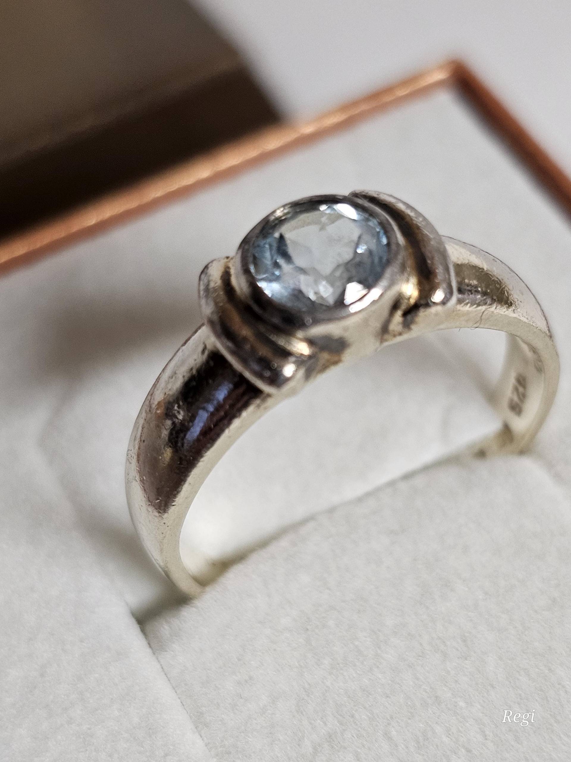 20, 1 Mm Ring Silberring Silber 925 Blautopas Topas Design Vintage Elegant Sr1573 von SchmuckAtelierRegina