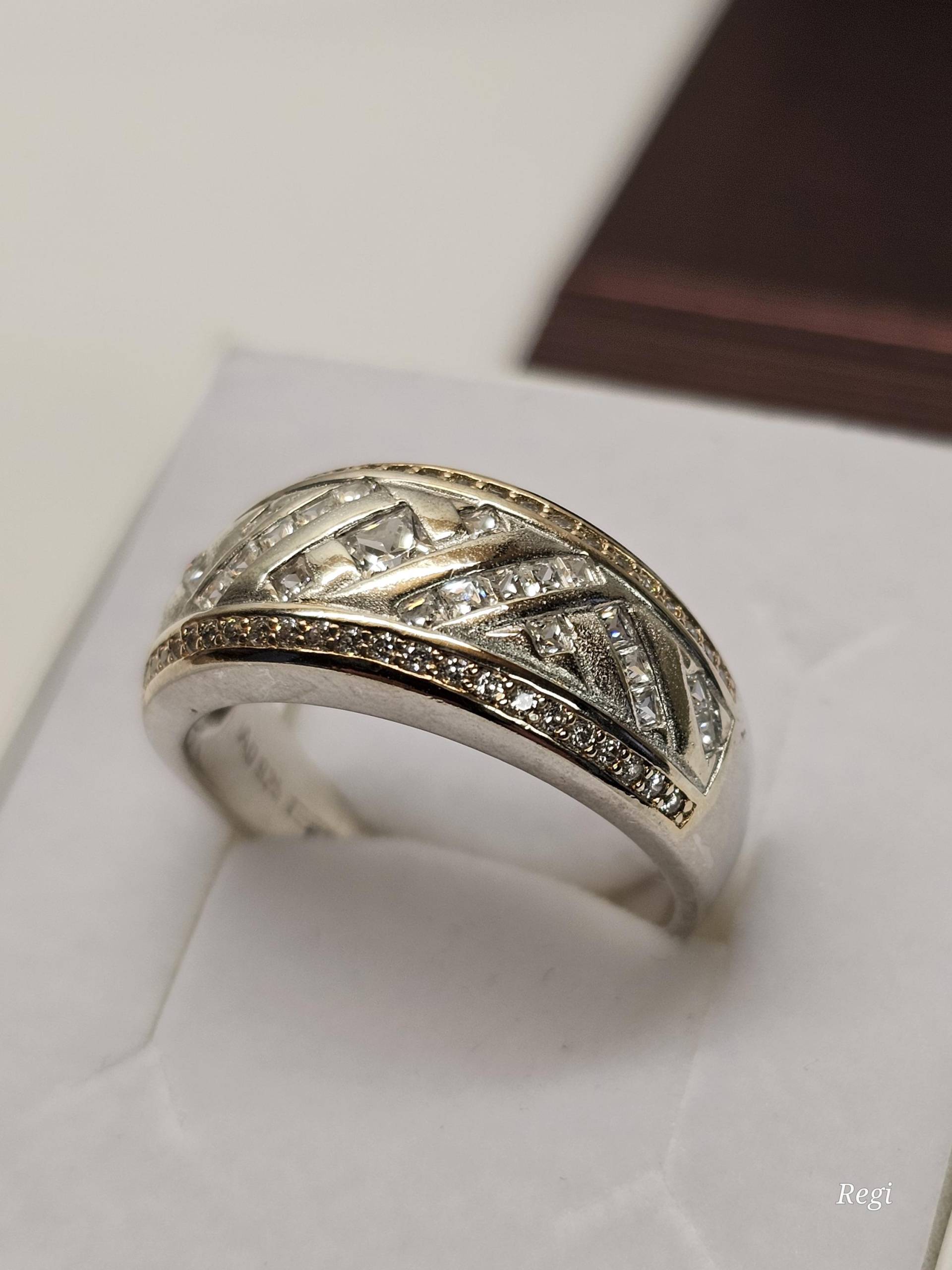 20, 3 Mm Silberring Ring Silber 925 Kristalle Klar Design Vintage Elegant Sr1557 von SchmuckAtelierRegina