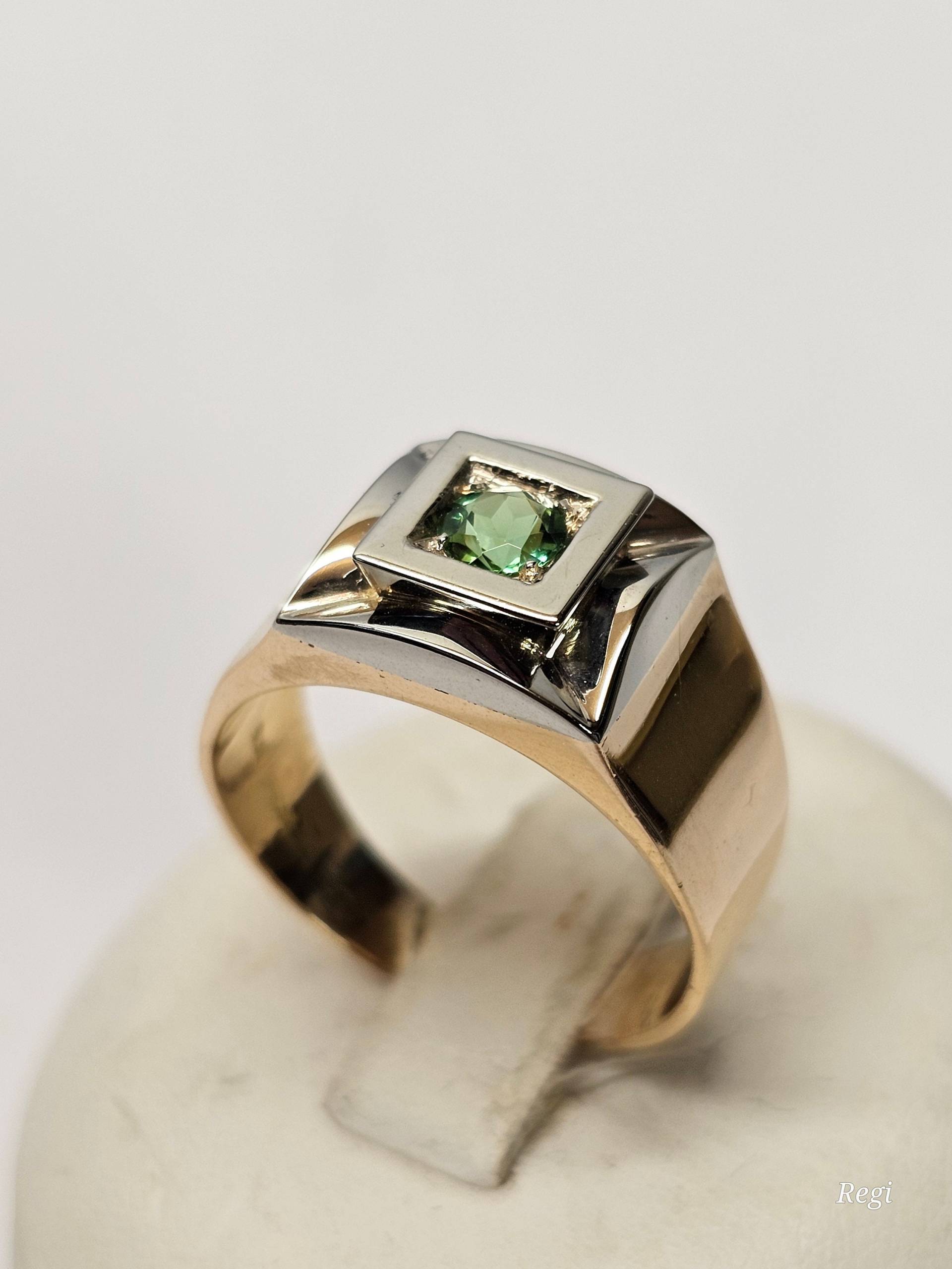 20, 4 Mm Goldring Ring Gold 750 Teilplatiniert Tsavorit Vintage Eleganz Gr301 von SchmuckAtelierRegina