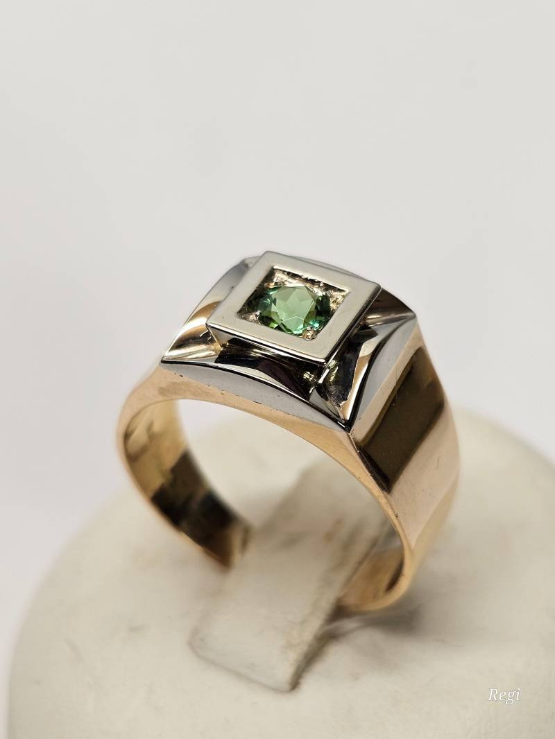 20, 4 Mm Goldring Ring Gold 750 Teilplatiniert Tsavorit Vintage Eleganz Gr301 von SchmuckAtelierRegina