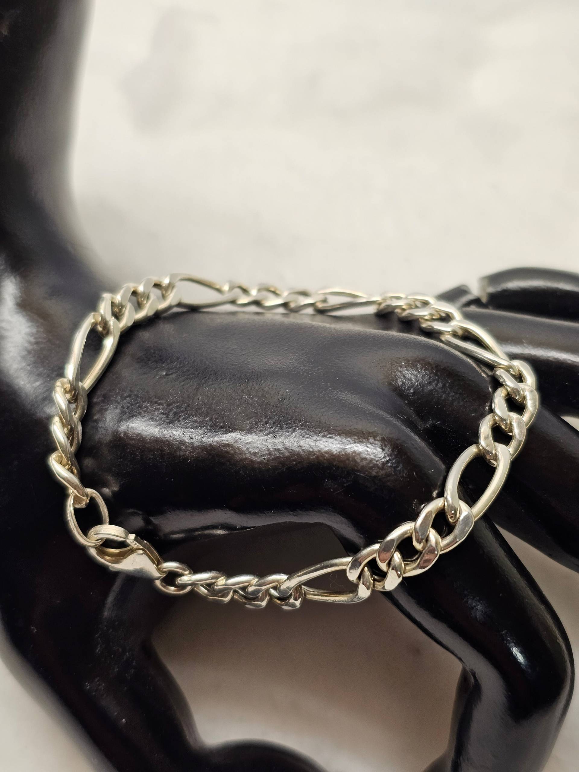 20 cm Armband Gliederarmband Figaro Style Silber 925 Vintage Elegant Sa153 von SchmuckAtelierRegina