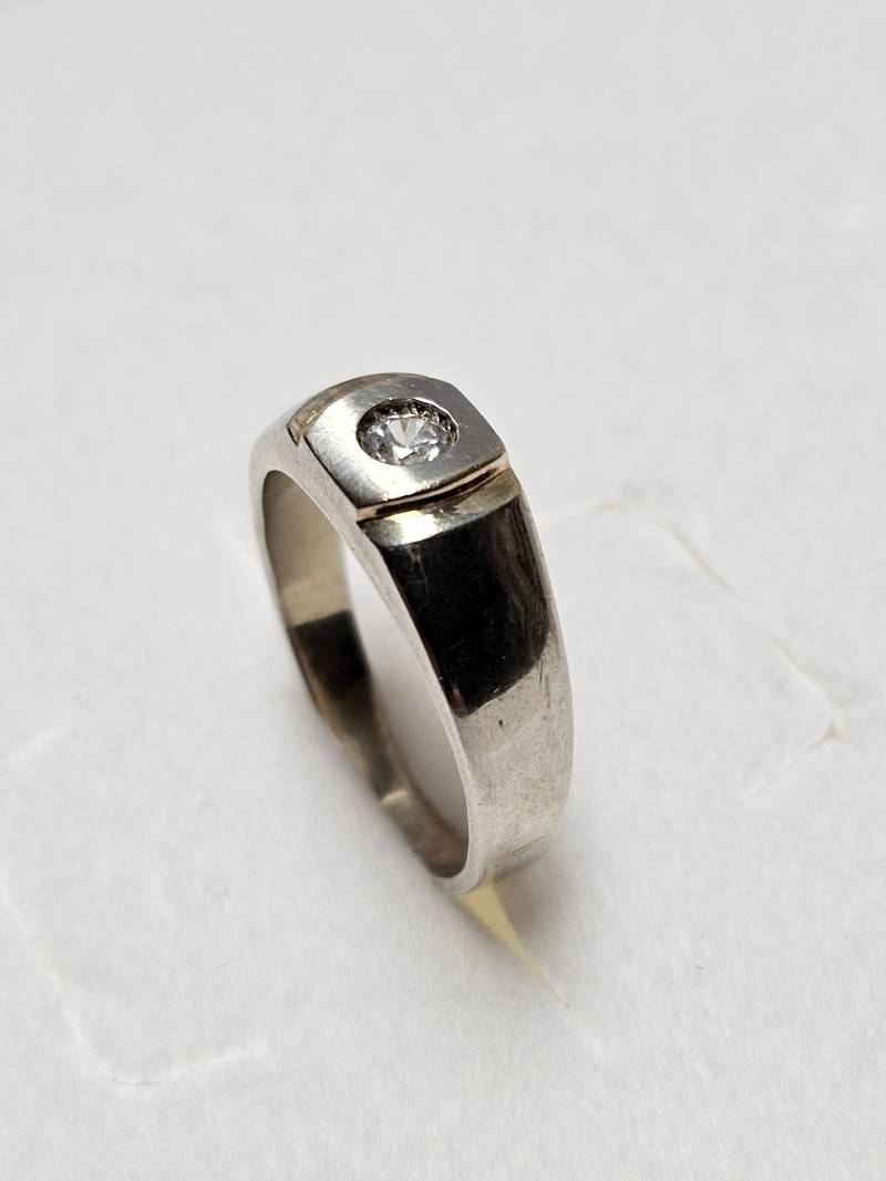 21 Mm Silberring Ring Silber 925 Teilvergoldet Kristall Klar Edel Vintage Design Sr1593 von SchmuckAtelierRegina