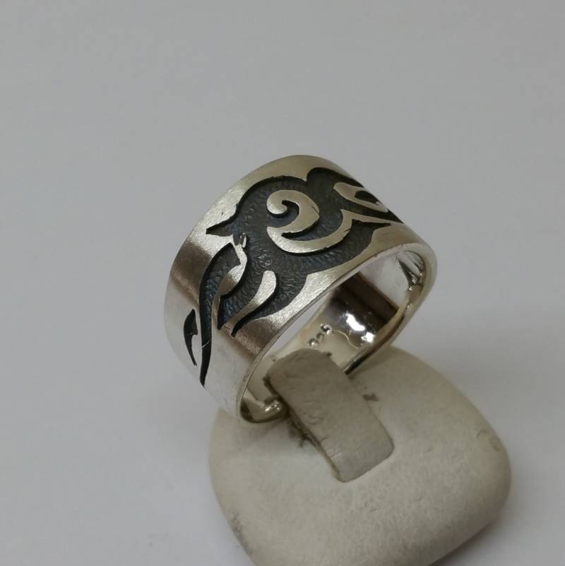 23 Mm Silberring Ring Silber 925 Symbol Zeichen Vintage Selten Rar Sr658 von SchmuckAtelierRegina
