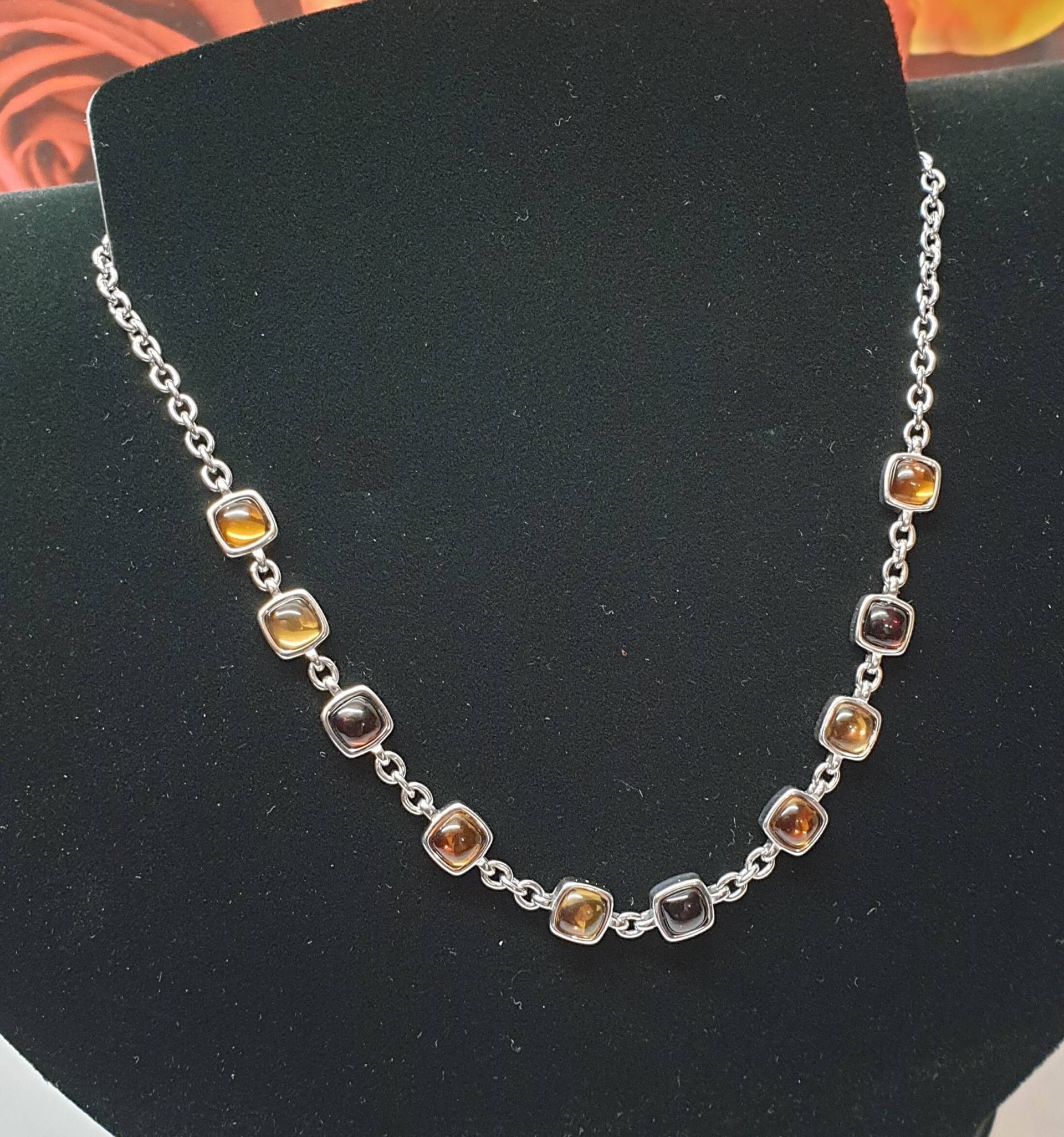 38 - 41, 5 cm Kette Halskette Gliederkette Silber 925 Kristalle Orange Gelb Braun Edel Sk1469 von SchmuckAtelierRegina
