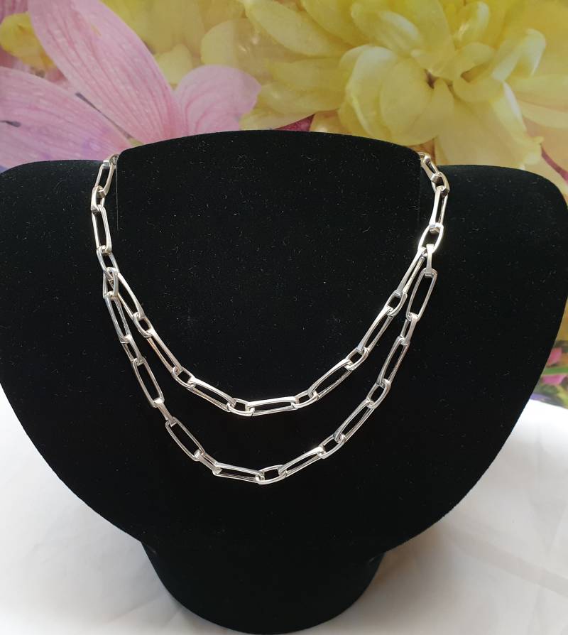 42 cm Kette Halskette Gliederkette Silber 925 Edel 80Er Style Sk535 von SchmuckAtelierRegina