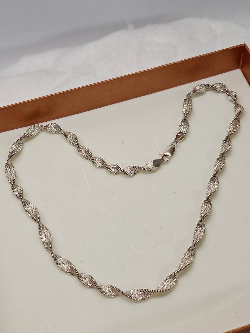 46 cm Schicke Halskette Gliederkette Silber 925 Design Glitzer Gedreht Elegant Selten Sk1567 von SchmuckAtelierRegina