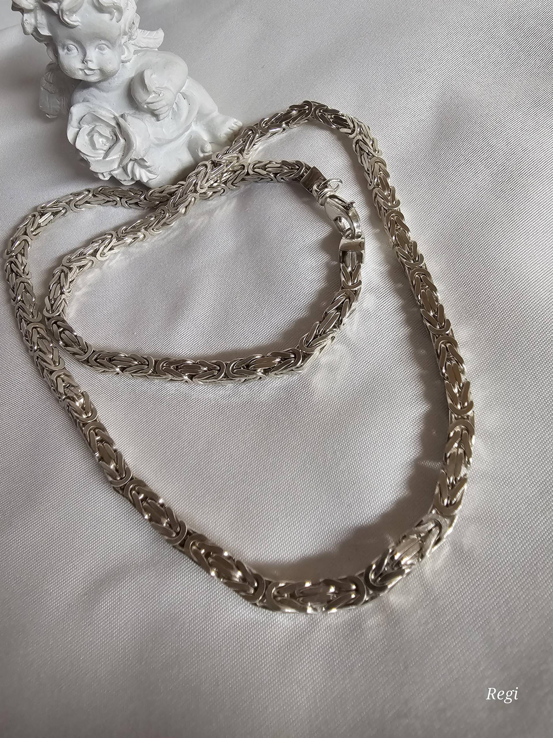 55 cm Silberkette Gliederkette Königskette Vierkant Silber 925 Vintage Elegant Sk1351 von SchmuckAtelierRegina