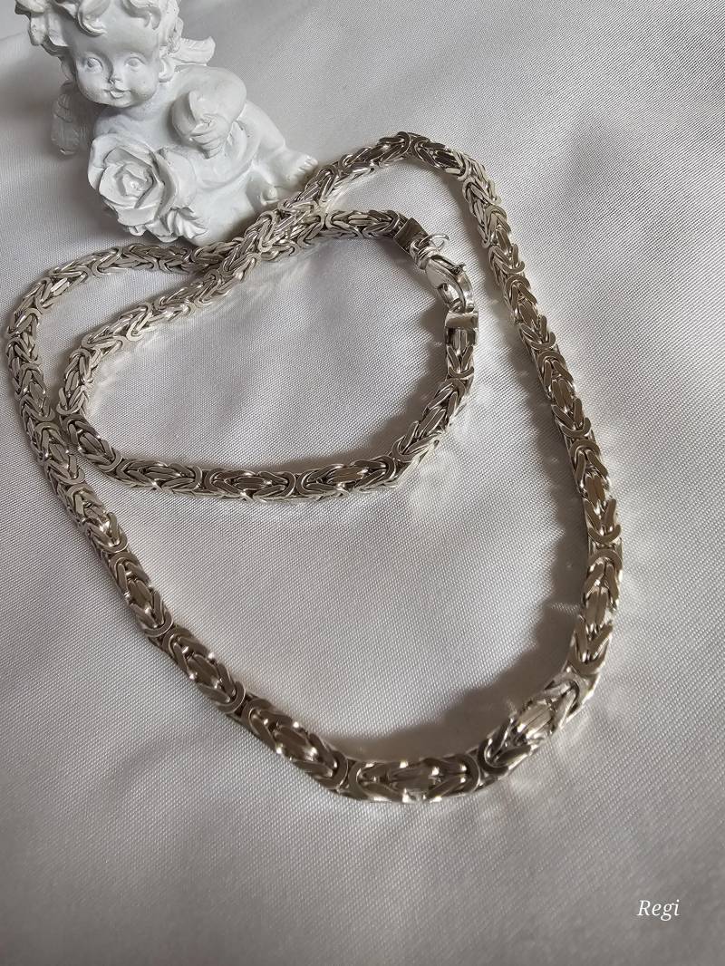 55 cm Silberkette Gliederkette Königskette Vierkant Silber 925 Vintage Elegant Sk1351 von SchmuckAtelierRegina