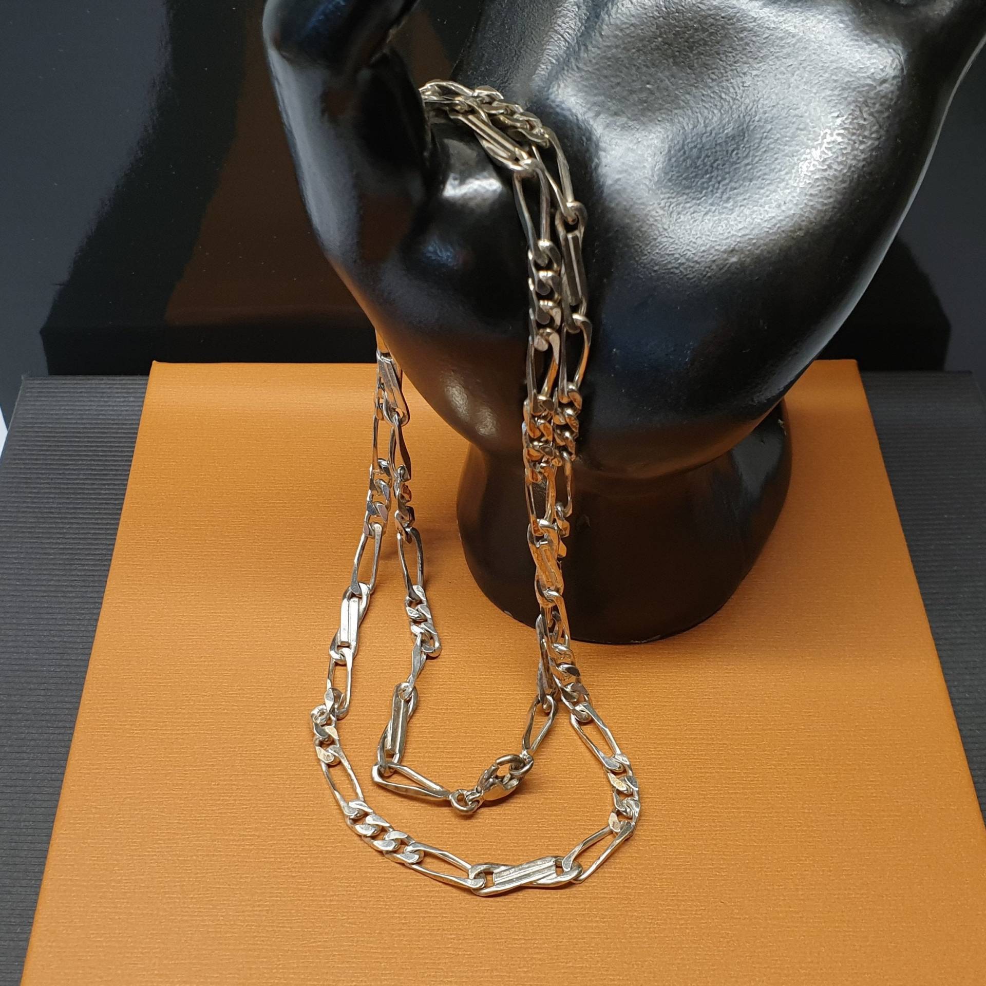 60, 5 cm Gliederkette Kette Halskette Figaro Style Silber 925 Vintage Elegant Hk296 von SchmuckAtelierRegina