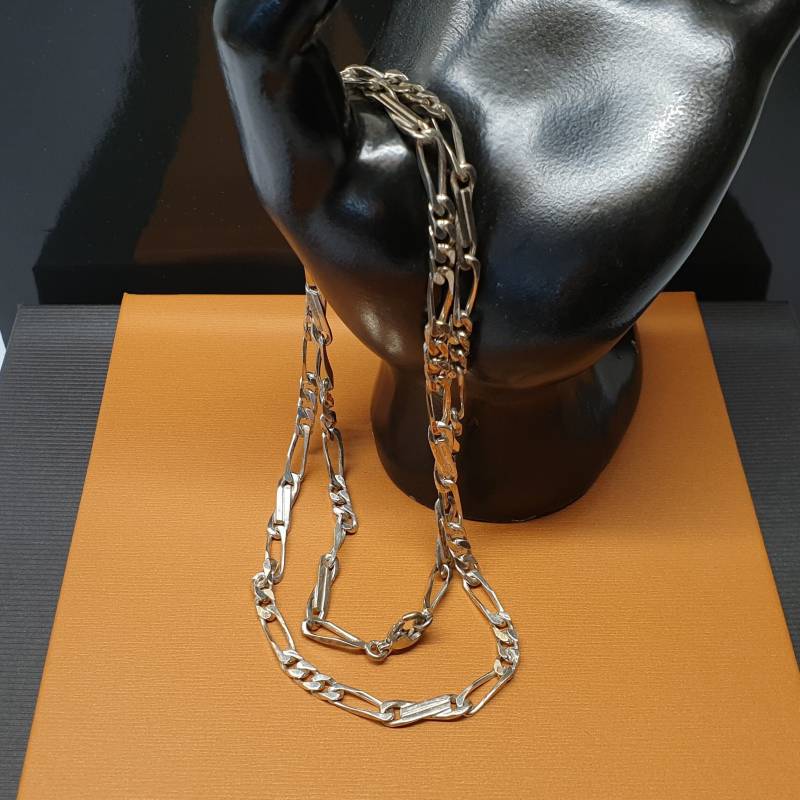 60, 5 cm Gliederkette Kette Halskette Figaro Style Silber 925 Vintage Elegant Hk296 von SchmuckAtelierRegina