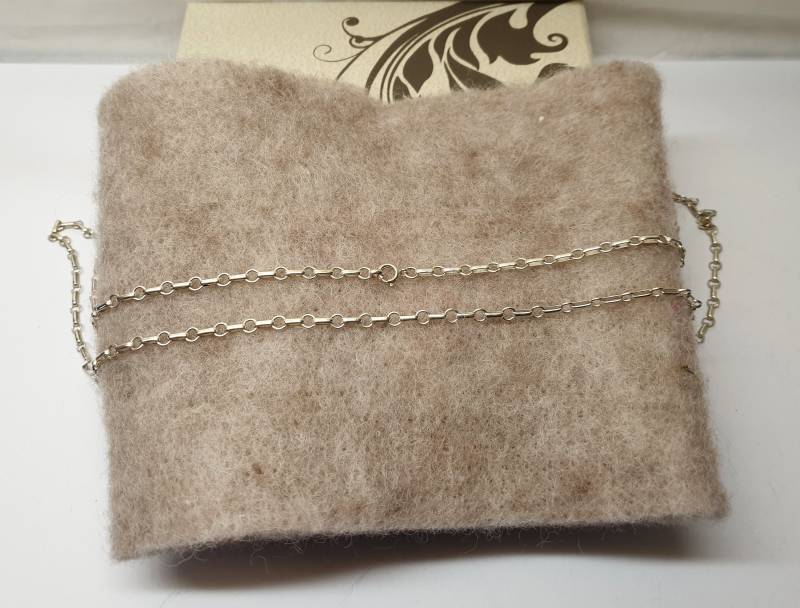 90 cm Kette Halskette Gliederkette Silber 835 Edel Vintage Hk284 von SchmuckAtelierRegina