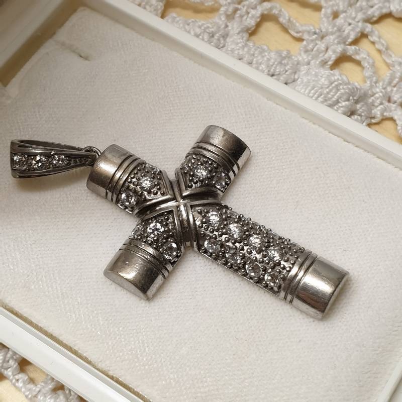 Anhänger Kreuz Kreuzanhänger Ohne Kette Silber 925 Kristalle Klar Vintage Elegant Ska1668 von SchmuckAtelierRegina