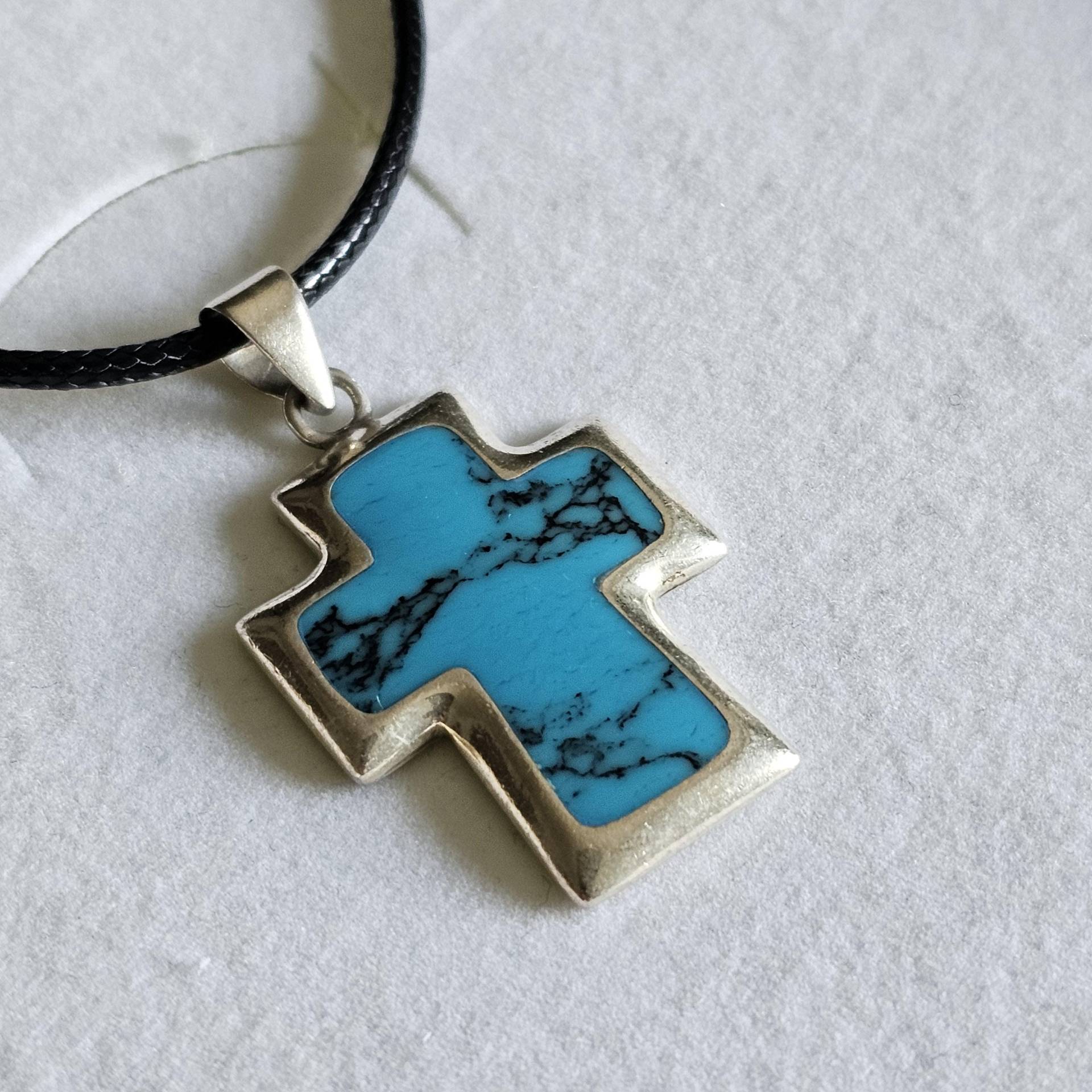 Anhänger Ohne Kette Kreuz Silberkreuz Silber 925 Türkis Vintage Elegant Ska1573 von SchmuckAtelierRegina