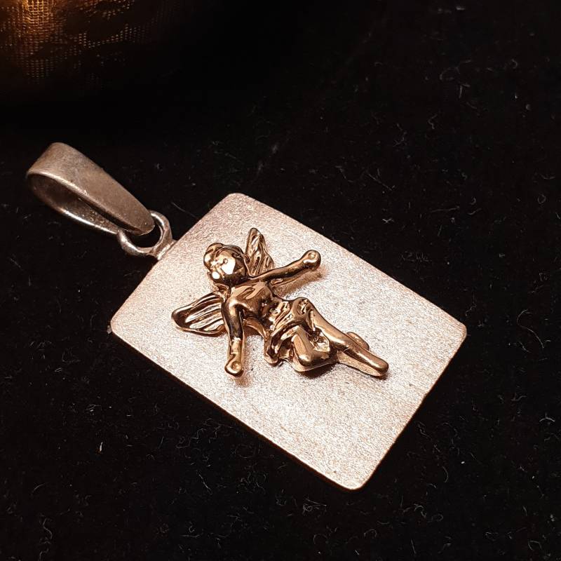 Anhänger Silberanhänger Ohne Kette Engel Putte Silber 925 Teilvergoldet Vintage Elegant Ska1642 von SchmuckAtelierRegina