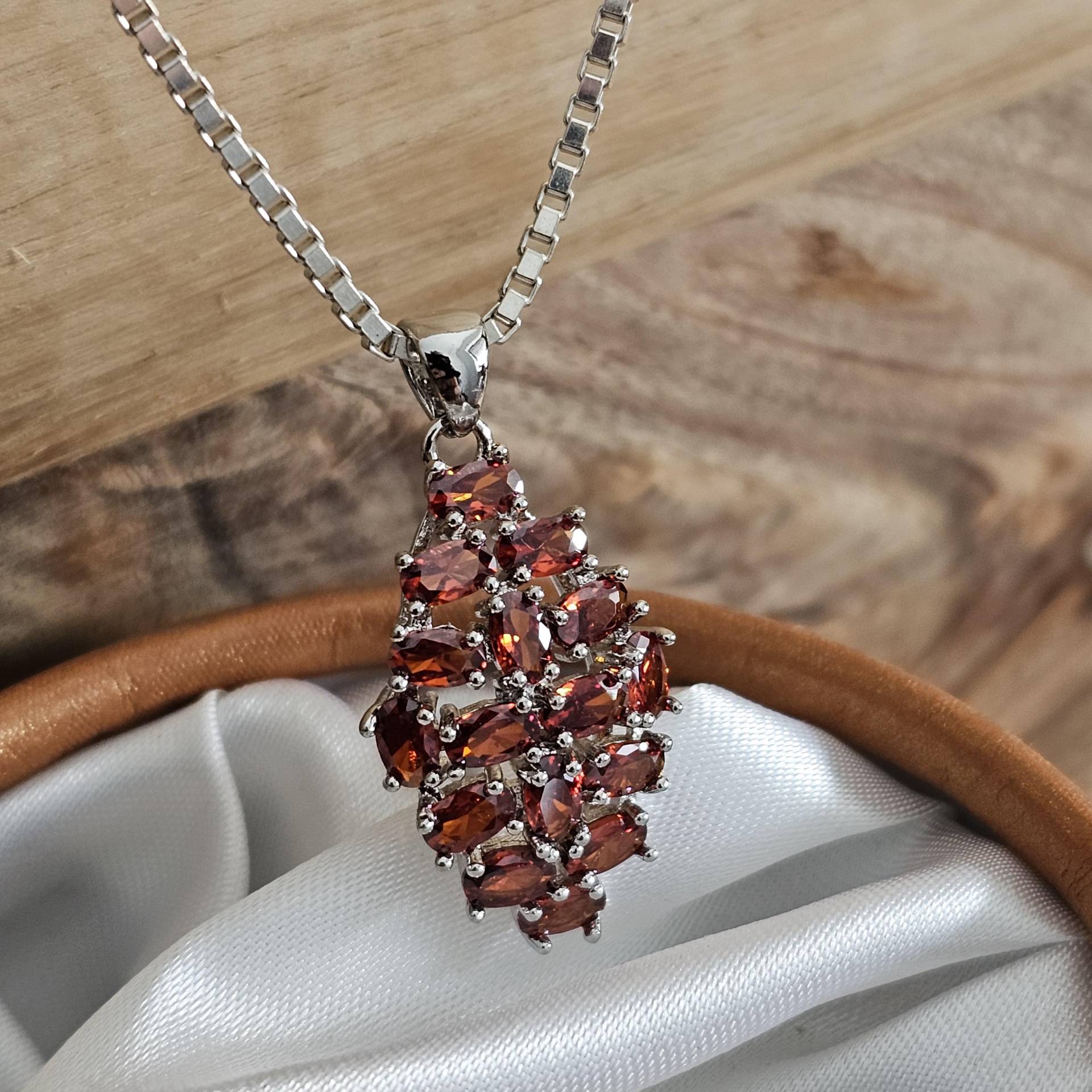 Anhänger Silberanhänger Ohne Kette Silber 925 Kristalle Farbton Dunkles Orange Vintage Elegant Ska1297 von SchmuckAtelierRegina