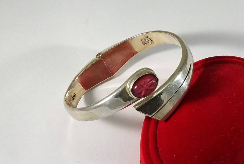 Armreif Armspange Silber 925 Stein Rosa Symbol Mexico Sa376 von SchmuckAtelierRegina