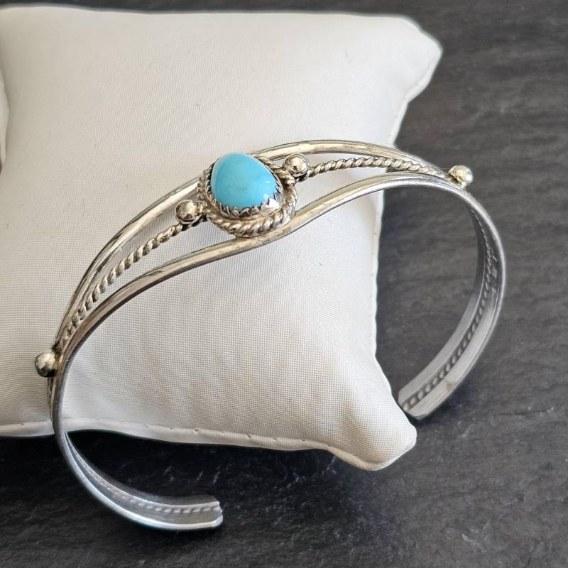 Armreif Armspange Silber 925 Türkis Silberschmiede Schmuck Unikat Selten Rar Sa654 von SchmuckAtelierRegina