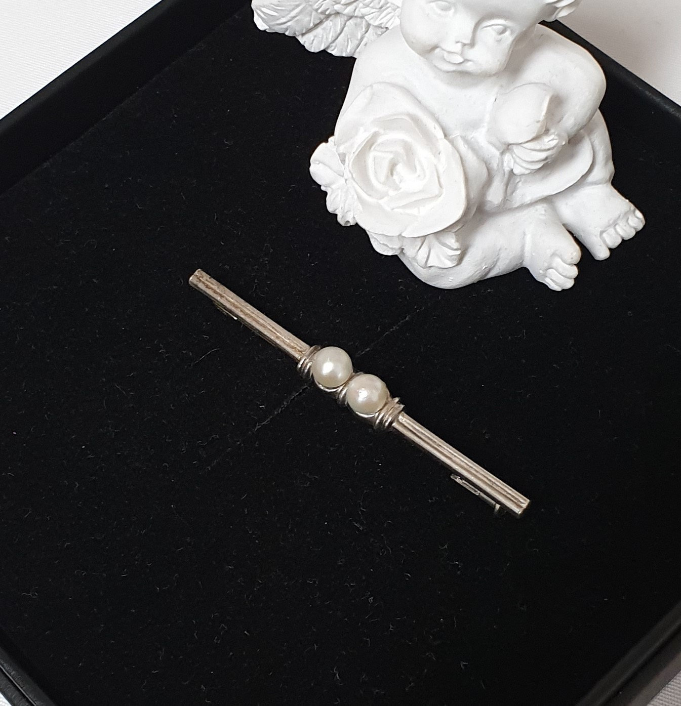 Art Deco Anstecknadel Brosche Silber 835 Perlen Shabby Vintage Elegant Sb182 von SchmuckAtelierRegina