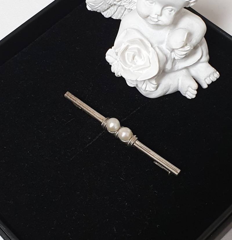 Art Deco Anstecknadel Brosche Silber 835 Perlen Shabby Vintage Elegant Sb182 von SchmuckAtelierRegina