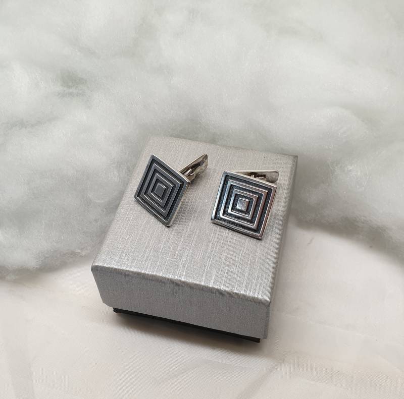Art Deco Design Manschettenknöpfe Cufflinks Silber 835 Edel Rar Ms221 von SchmuckAtelierRegina