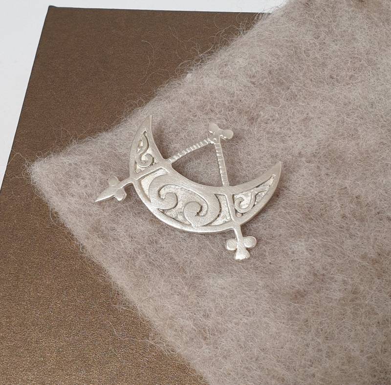 Brosche Anstecknadel Edinburgh Mond Und Zirkel Silber Silberschmiede Kunst Selten Rar Sb390 von SchmuckAtelierRegina