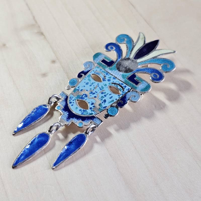 Brosche & Anhänger Maske Mexico Sterling Silber 925 Inlay Einlegearbeit Chips Türkis Lapislazuli Perlmutt Malachit Kunstvoll Vintage Sb515 Brosche & Anhänger Maske Mexico Sterling Silber 925 Inlay Einlegearbeit Chips Türkis Lapislazuli Perlmutt Malachit Kunstvoll Vintage Sb515 von SchmuckAtelierRegina