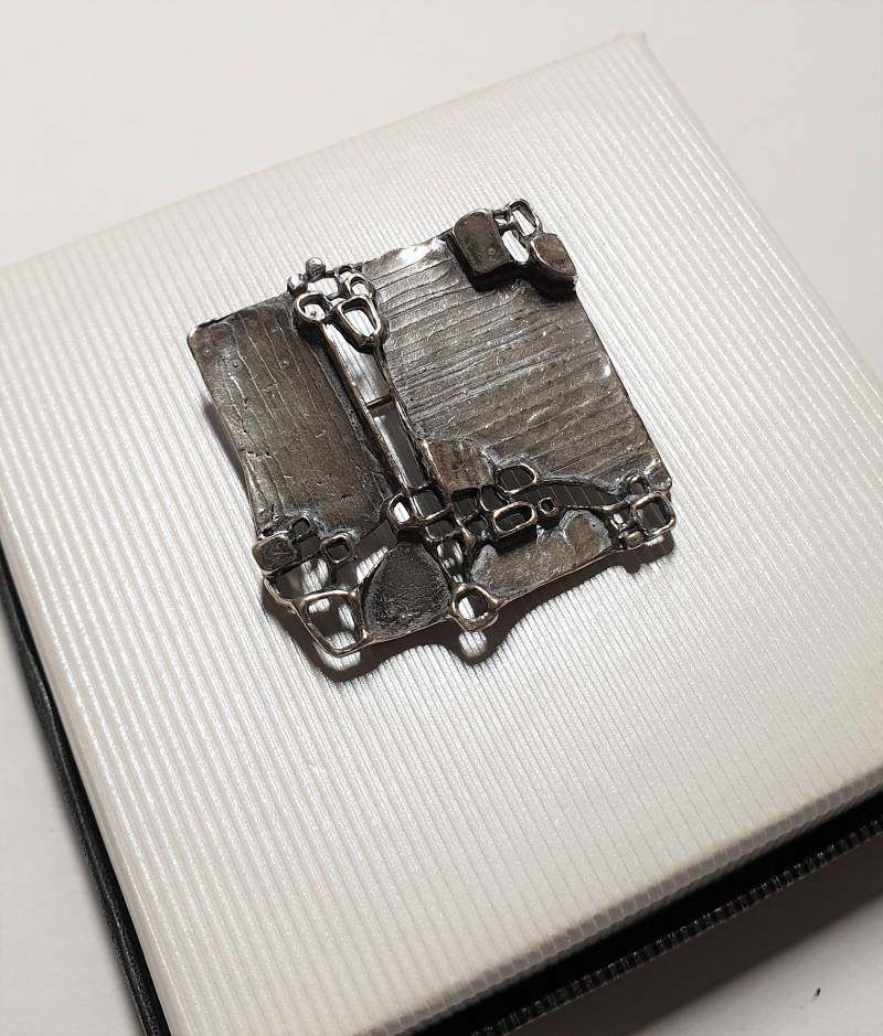 Designer Brosche Anstecknadel Teka Silber 925 Vintage Extravagant Selten Rar Sb196 von SchmuckAtelierRegina