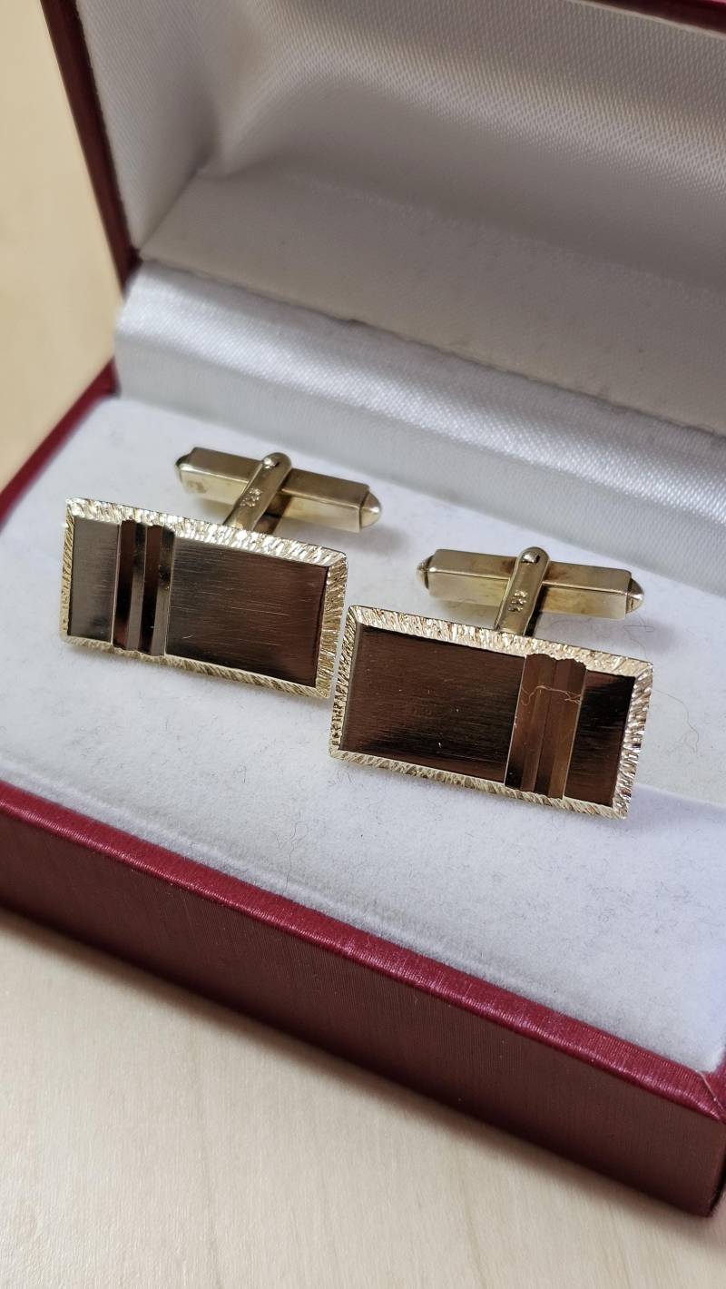 Elegante Cufflinks Manschettenknöpfe Gold 333 Vintage Design Selten Rar Gm103 von SchmuckAtelierRegina