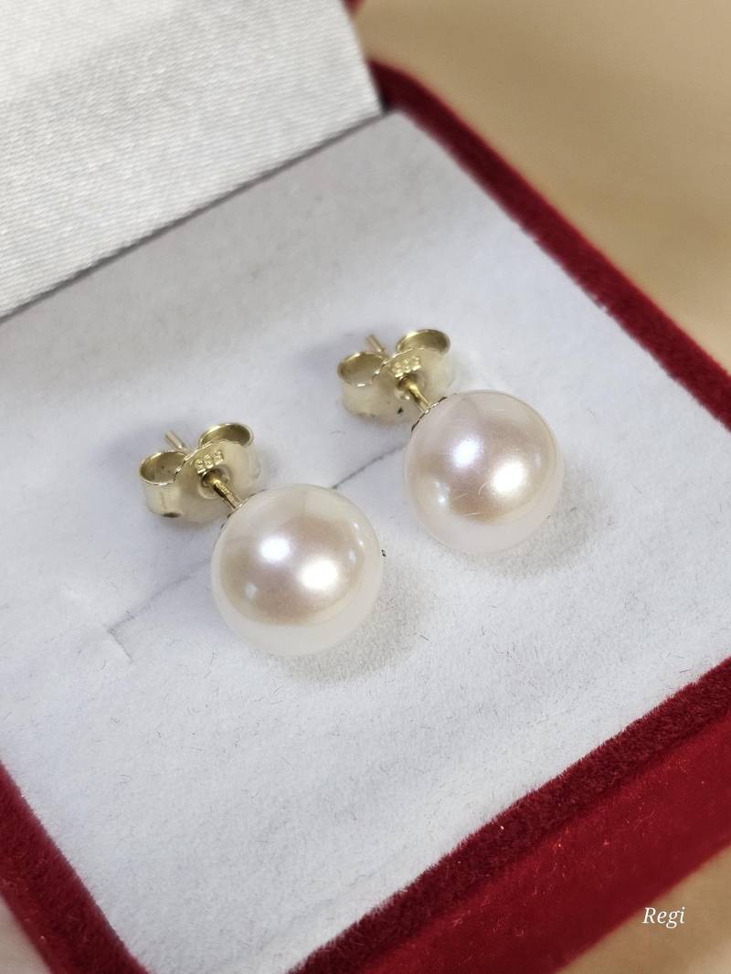 Hübsche Klassiker Ohrringe Ohrstecker Gold 585 Perle Edel Vintage Or178 von SchmuckAtelierRegina