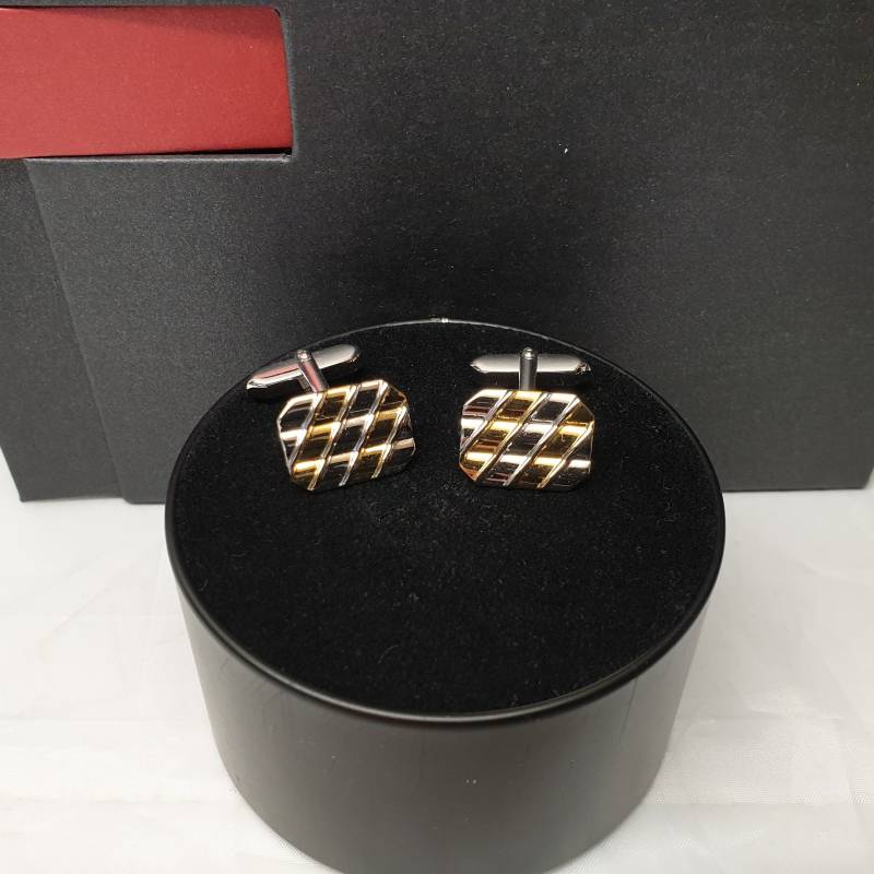 Manschettenknöpfe Cufflinks Edel Silber 925 Streifen Teilvergoldet Ms185 von SchmuckAtelierRegina