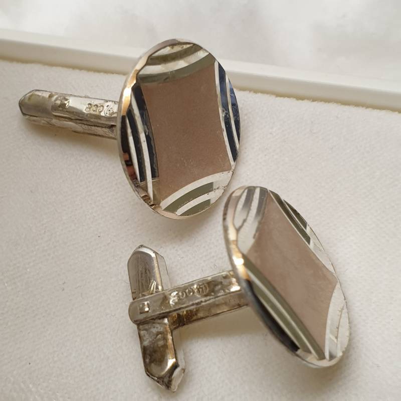 Manschettenknöpfe Cufflinks Rund Silber 800 Teilvergoldet Design Vintage Elegant Ms423 von SchmuckAtelierRegina