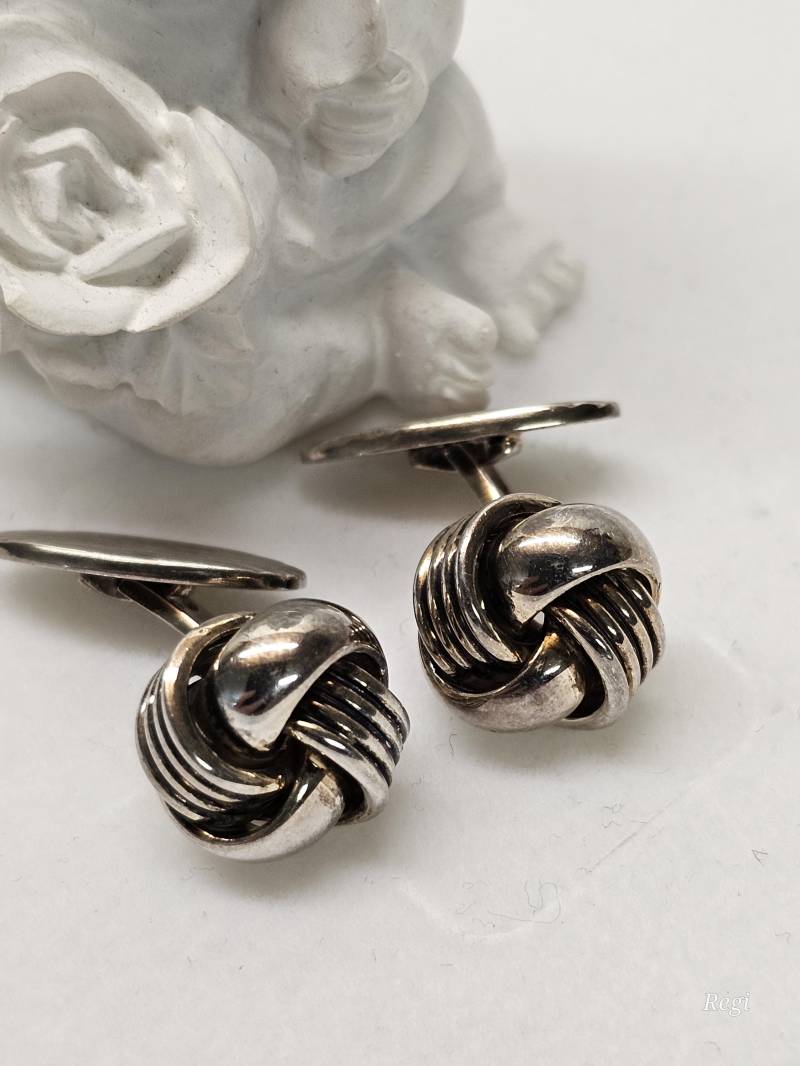Manschettenknöpfe Cufflinks Silber 835 Knoten Design Vintage Elegant Ms342 von SchmuckAtelierRegina