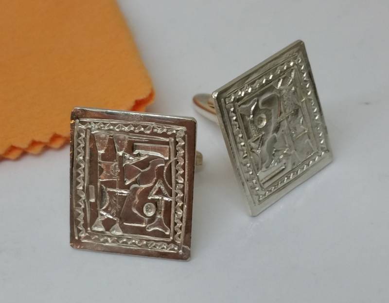 Manschettenknöpfe Cufflinks Silber Handarbeit Vintage Selten Rar Ms100 von SchmuckAtelierRegina