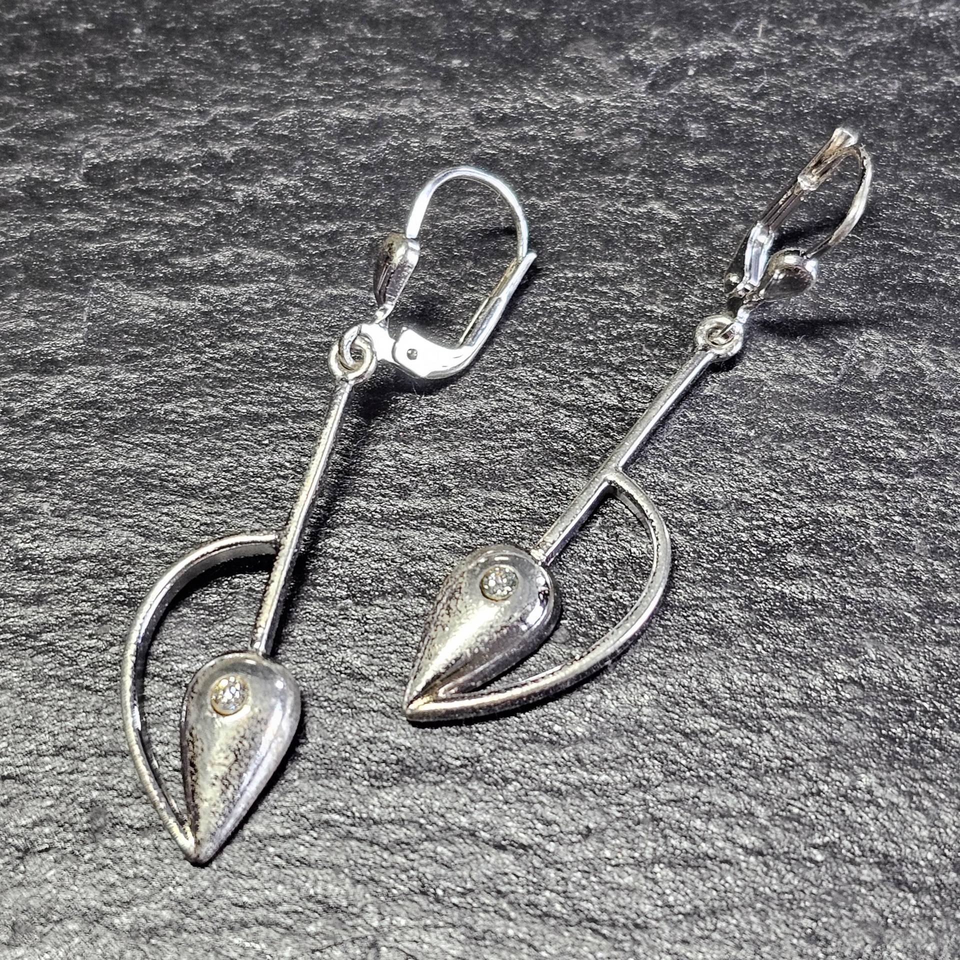 Ohrringe Ohrhänger Hängeohrringe Silber 925 Kristalle Klar Design Vintage Eleganz So495 von SchmuckAtelierRegina