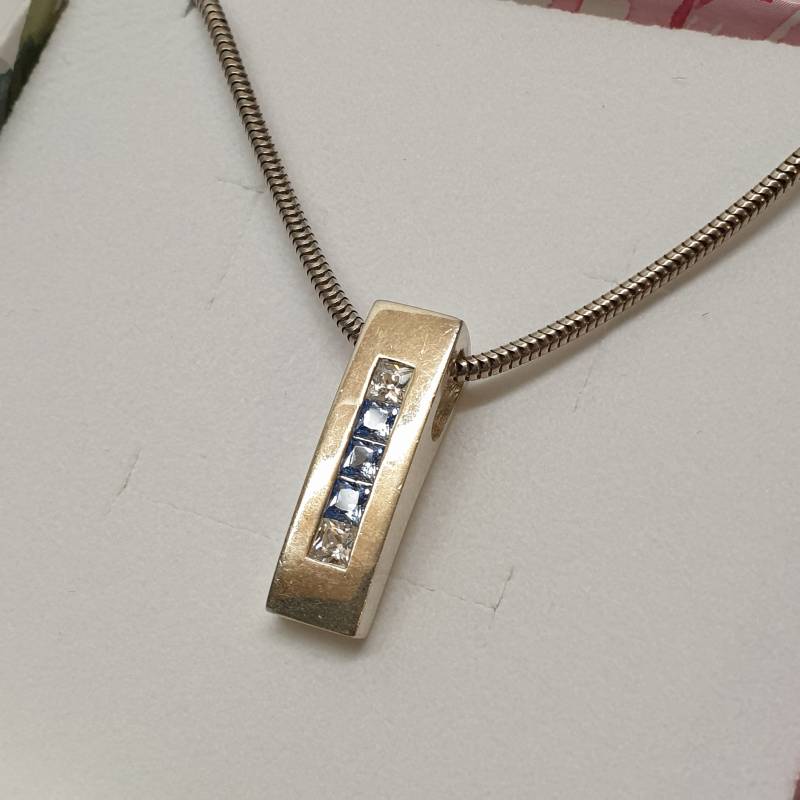 Schicker Anhänger Silberanhänger Ohne Kette Silber 925 Kristallsteine Blau & Klar Vintage Elegant Ska1327 von SchmuckAtelierRegina