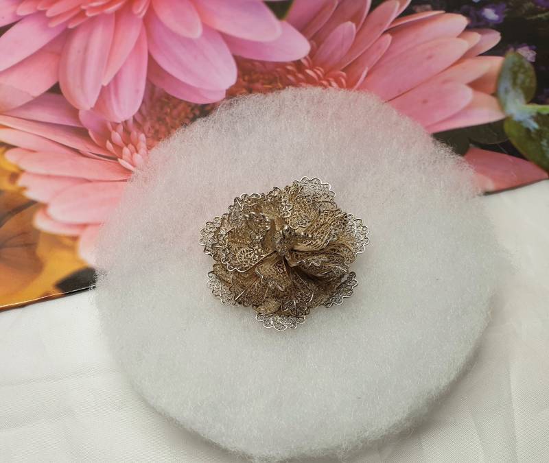 Shabby Vintage Filigrane Brosche Anstecknadel Blume Blüte Silber Silberschmiede Kunst Kunstvoll Sb232 von SchmuckAtelierRegina