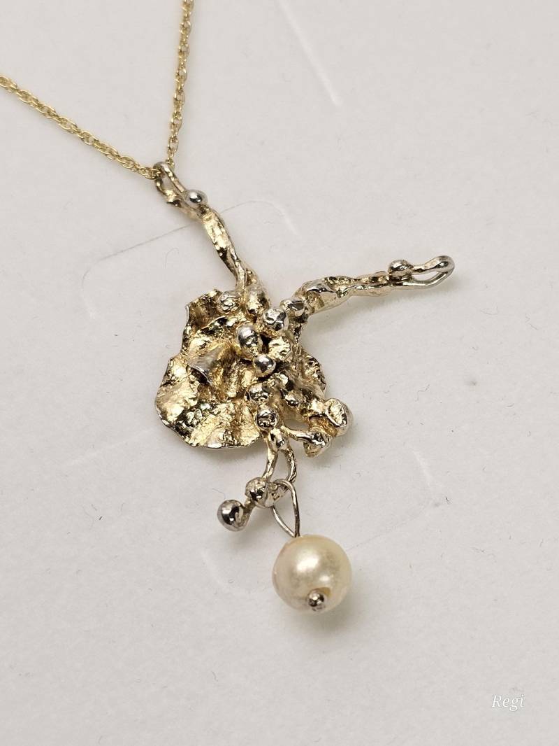 Silberanhänger Anhänger Ohne Kette Silber 925 Teilvergoldet Perle Silberschmiede Kunst Extravagant Ska1325 von SchmuckAtelierRegina