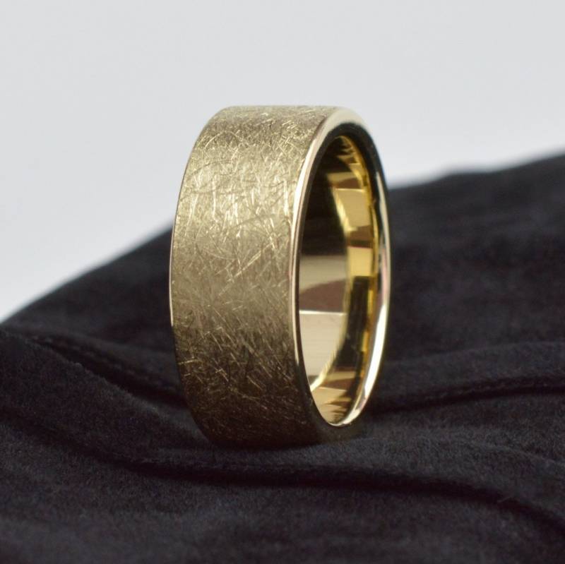 Bandring Aus 14 Kt. Gelbgold | Goldring 8 Mm Ehering Eißmatt Personalisiert von SchmuckBatih