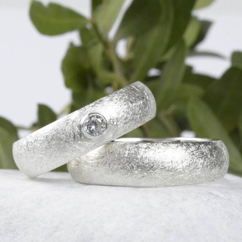 Eheringe Silber 6 Mm Mit Topas Weiß Partnerringe Freundschaftsringe Silberschmuck von SchmuckBatih