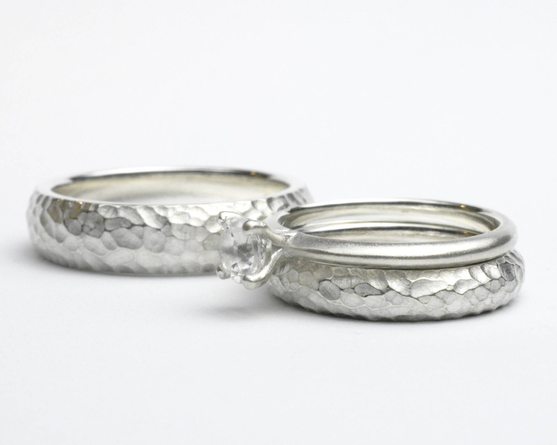 Ringset Mit Vorsteckring Aus Silber Und Topas Weiß 5 Mm Partnerringe Freundschaftsringe von SchmuckBatih