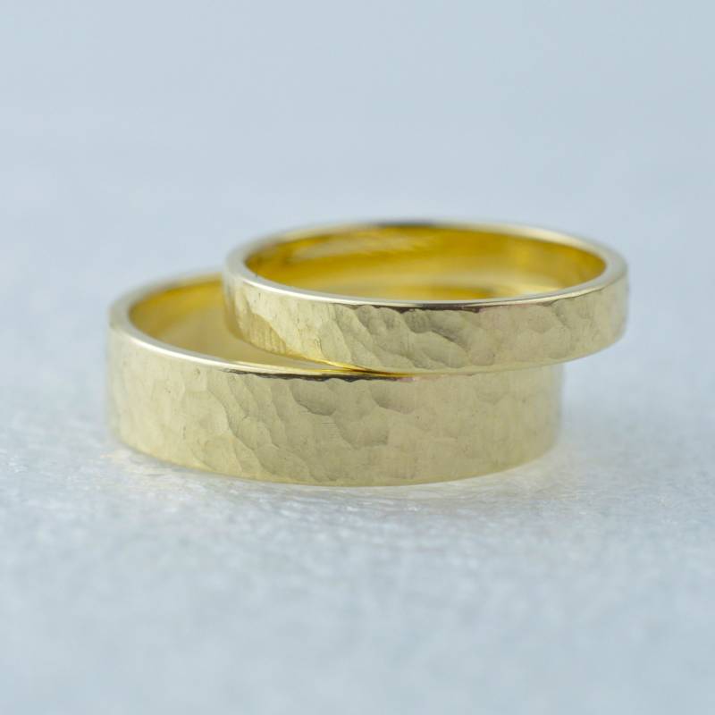 Trauringe/Eheringe Aus 14 Kt. Gelbgold | 3 Und 5 Mm Breite Mit Struktur Goldringe Wedding Rings von SchmuckBatih