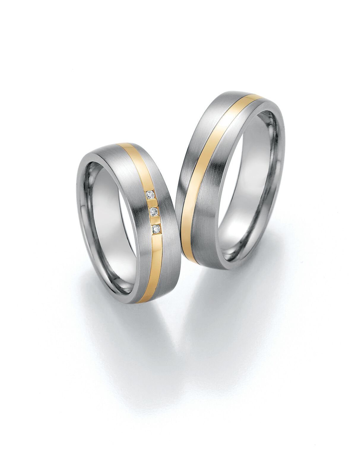 585 Goldringe & Steel Mit Diamant Paar Ehering Verlobungsringe Antragsringe Trauring Hochzeitsring Wedding Rings Engagement Diamond von SchmuckDepot